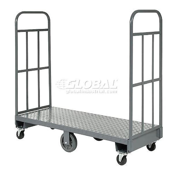 Global Industrial Steel Deck Narrow Aisle High End U-Boat Platform Truck 60 x 24 1500 Lb. Capacity 330036 - main